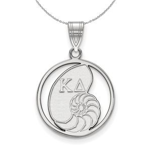 Sterling Silver Kappa Delta Medium Circle Pendant Necklace - 16 Inch